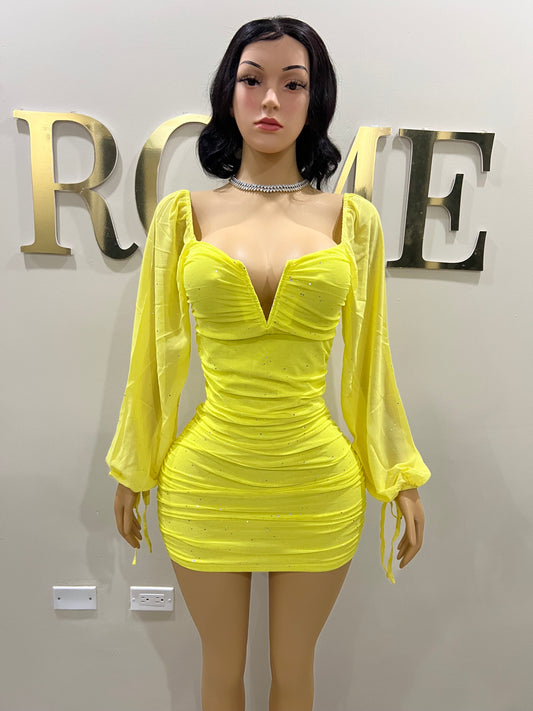 Aubrey Sprinkles Mesh Dress (Yellow)