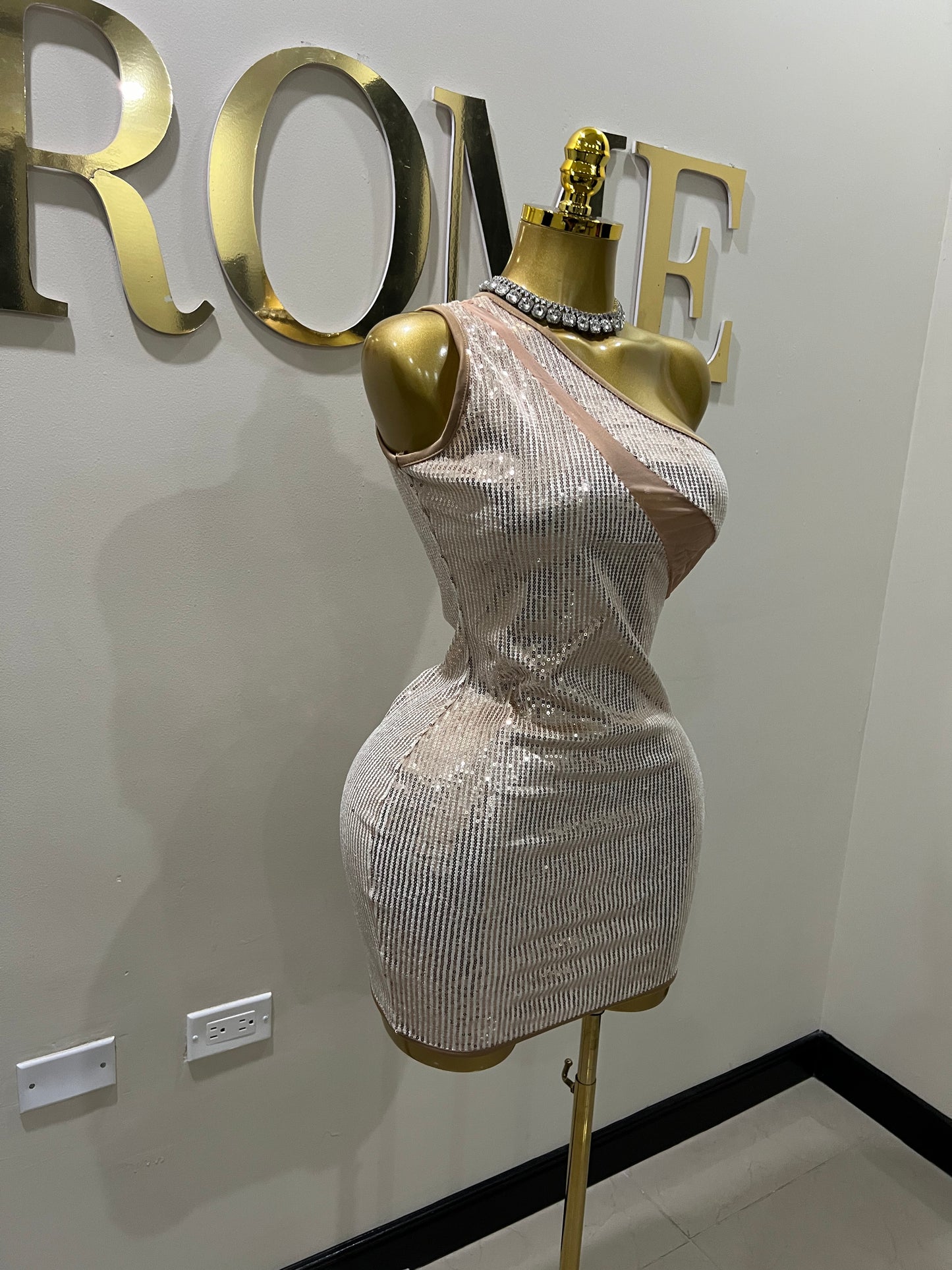 Emma Sequin Dress (Rose Gold- nude)