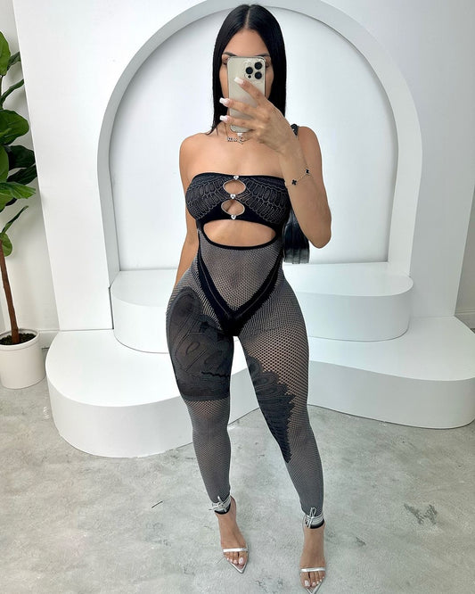 Swan Tights Tube Jumpsuit (Black)