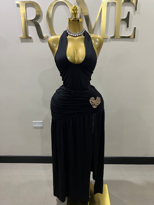 Nara Petal 2 Pcs Bodysuit & Skirt Set (Black)