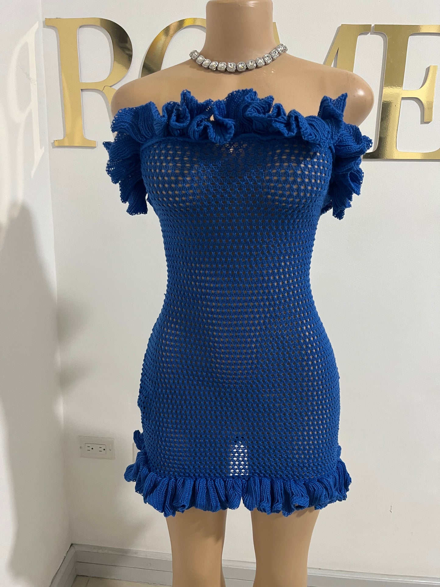 Jenna Crochet Dress (Blue)