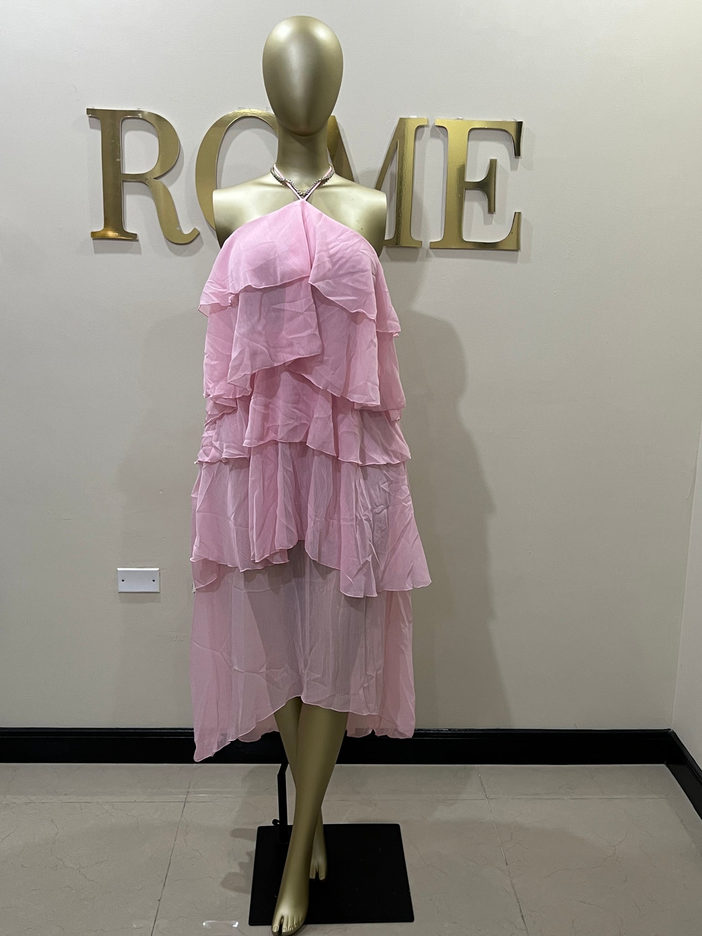 Rumi Ruffle Long Dress (Pink)