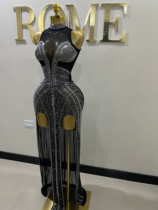 Athena Crystal Dress (Black)