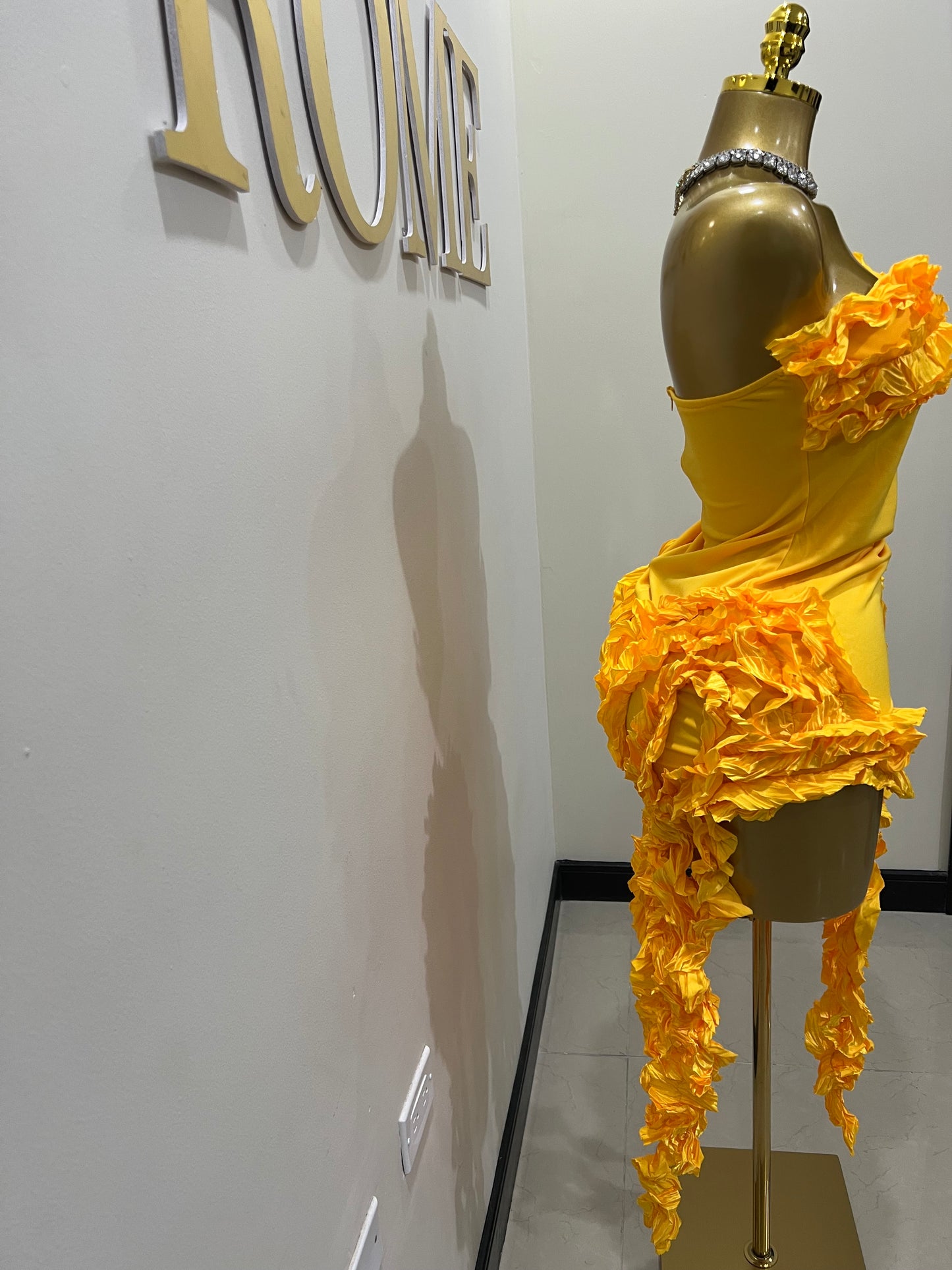Kate Rouched Mini Dress (Yellow)