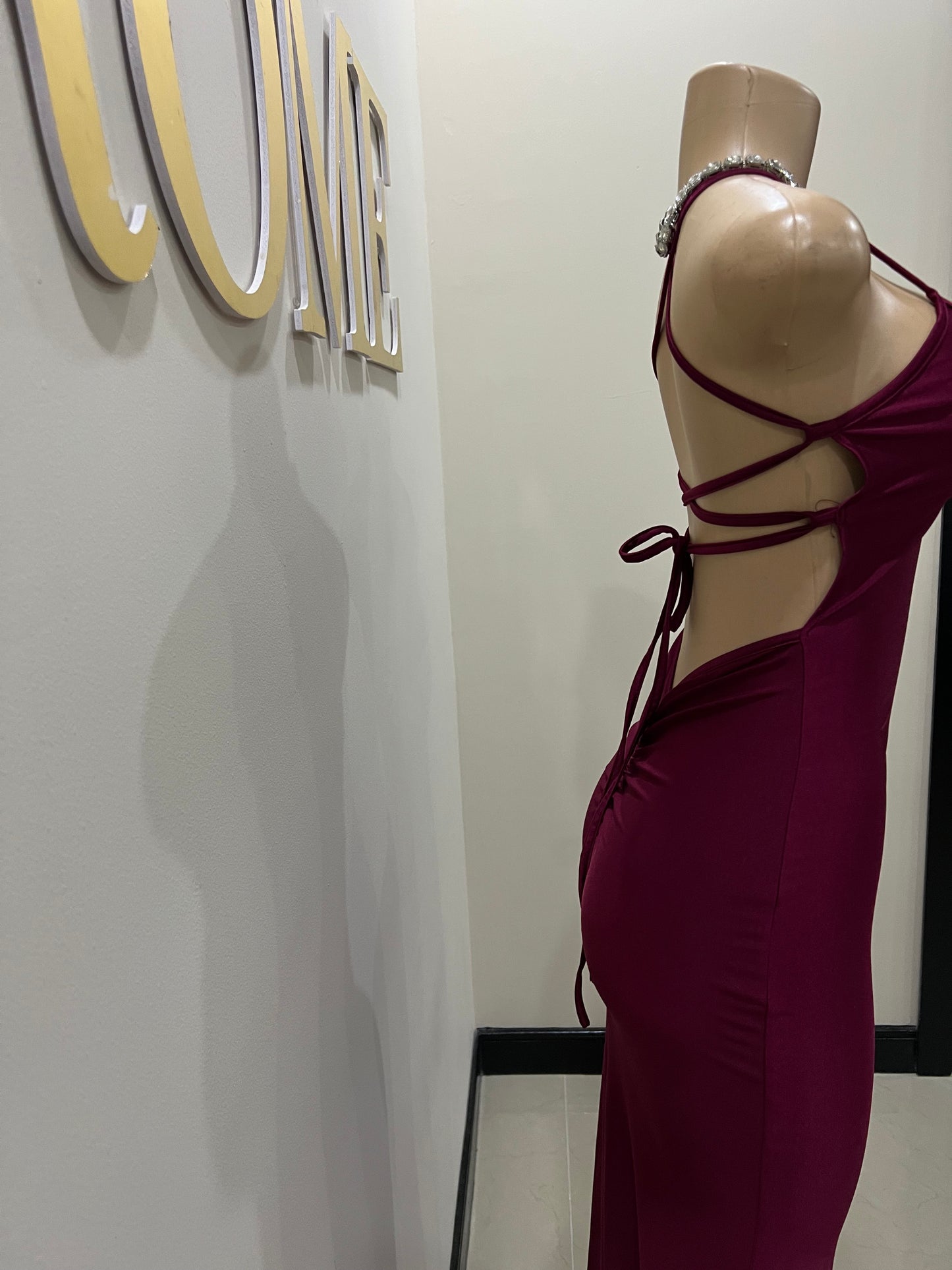 Kerry Strappy Dress (Burgundy)