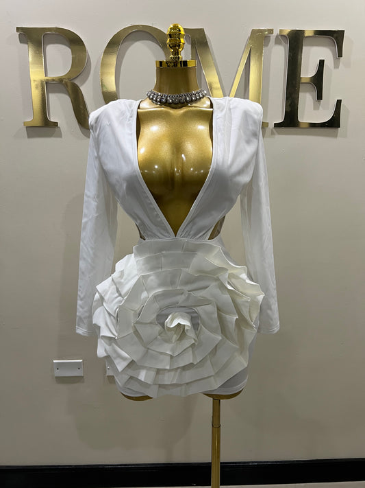 Camila Slay Flower Dress (White)