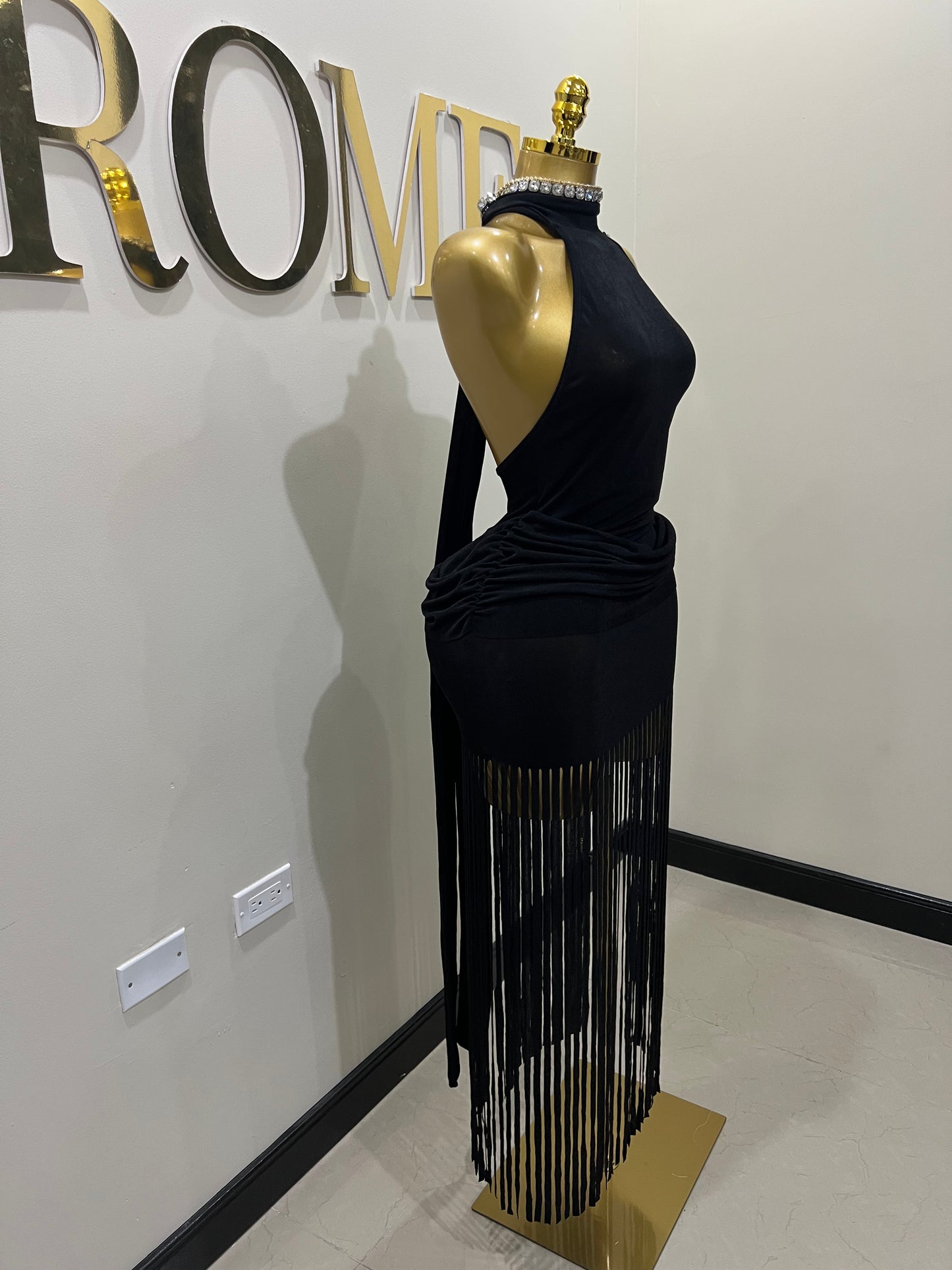 Alice Fringe Dress (Black)