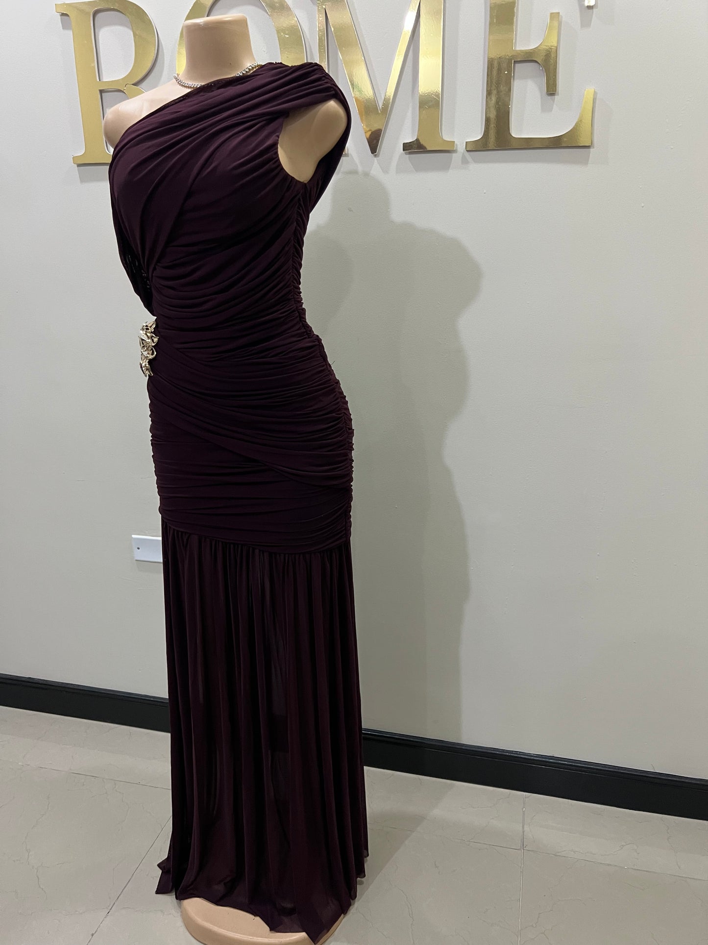 Michelle Lydia Shoulder Dress (Espresso)