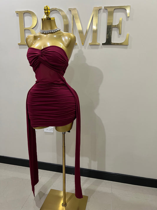 Sweetheart Nara Short Dress (Burgundy)