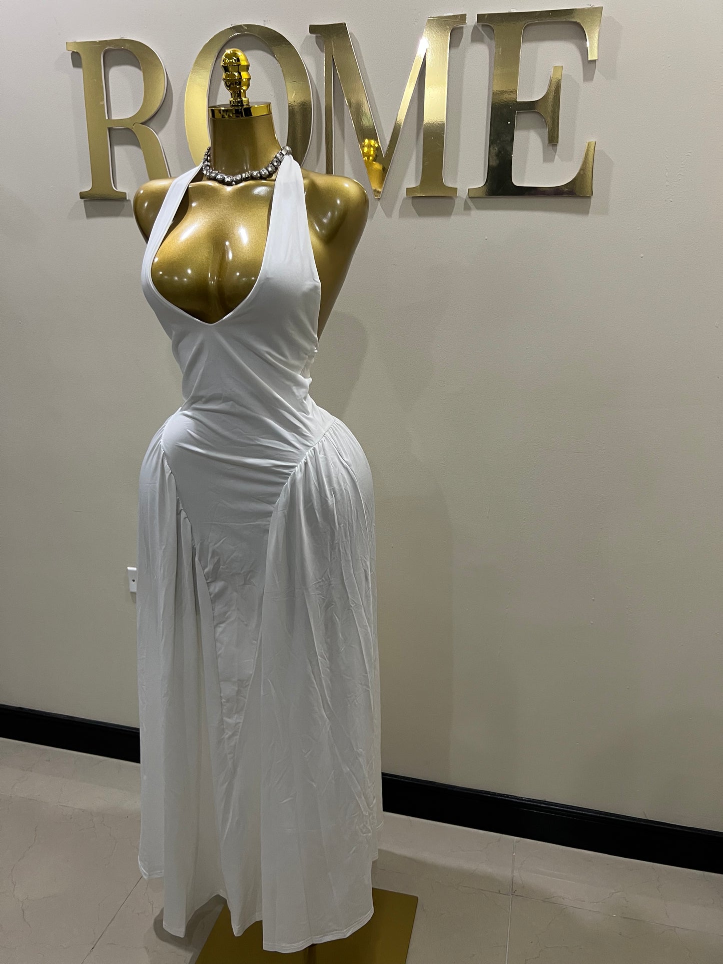 Kim Halter Diana Dress (White)