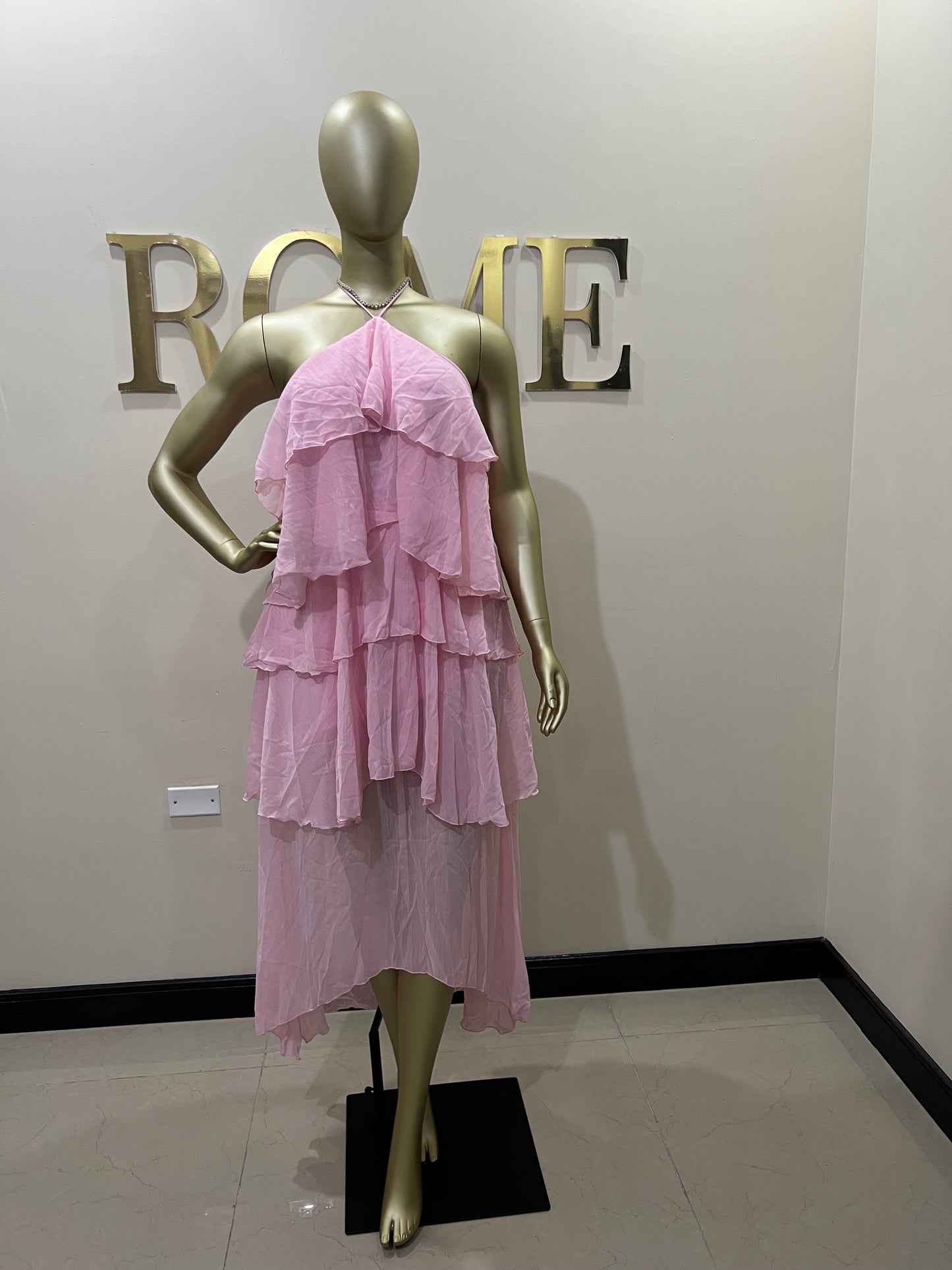 Rumi Ruffle Long Dress (Pink)