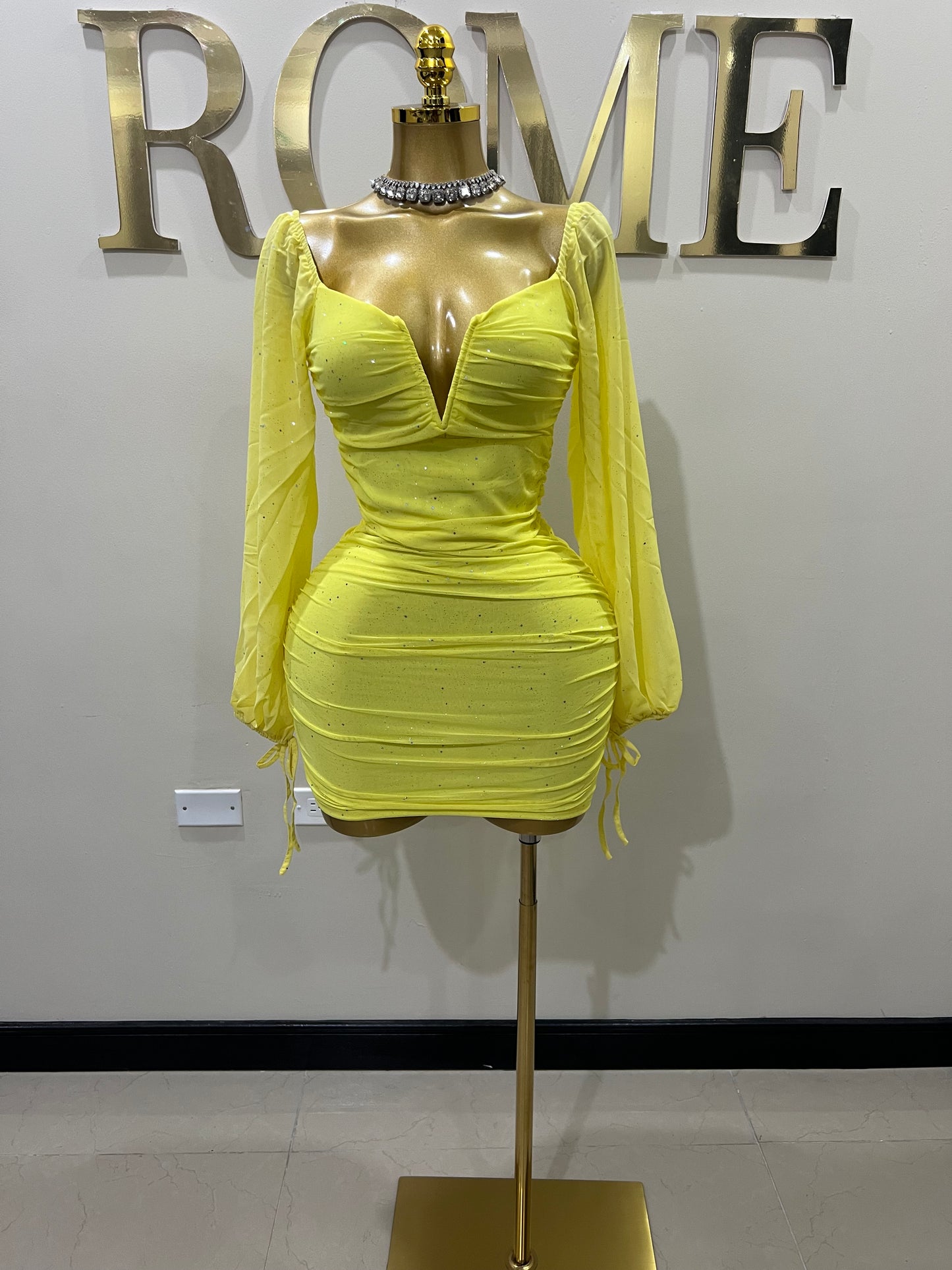 Aubrey Sprinkles Mesh Dress (Yellow)