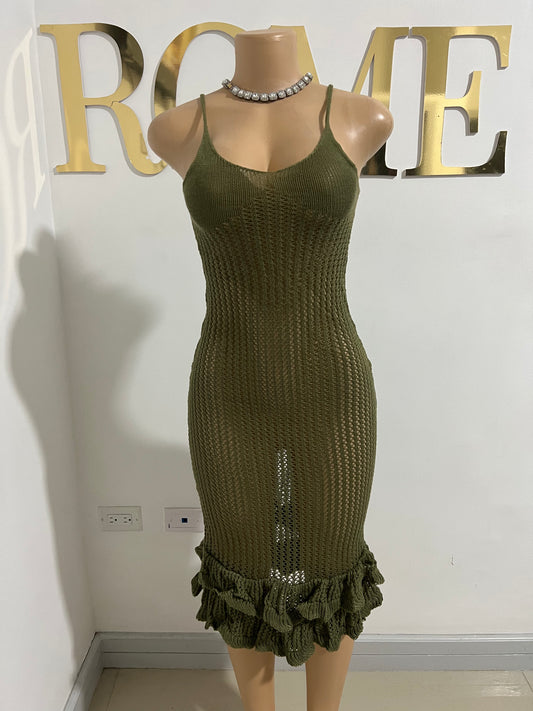 Azalea Crochet Long Dress (Green)