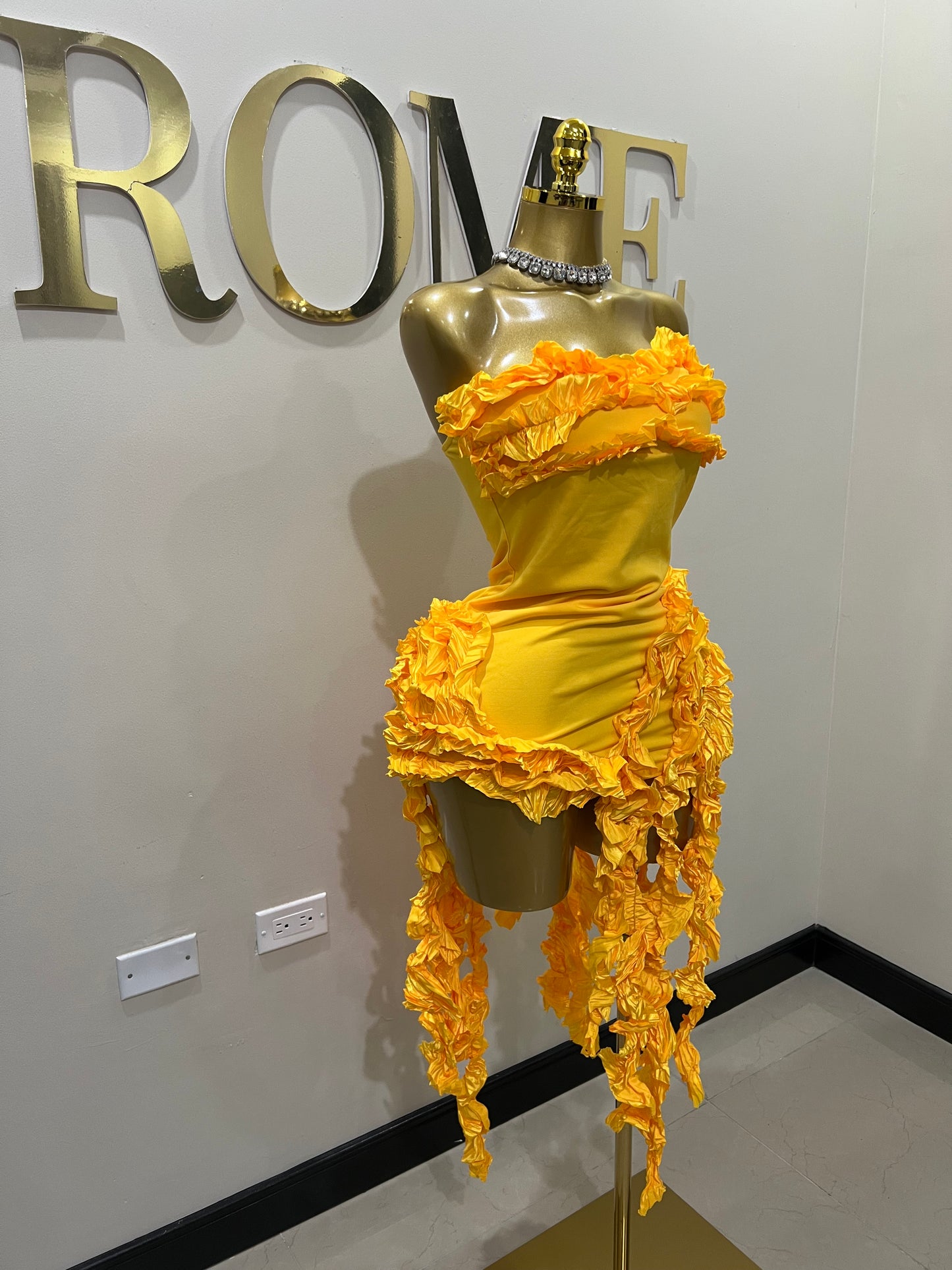 Kate Rouched Mini Dress (Yellow)