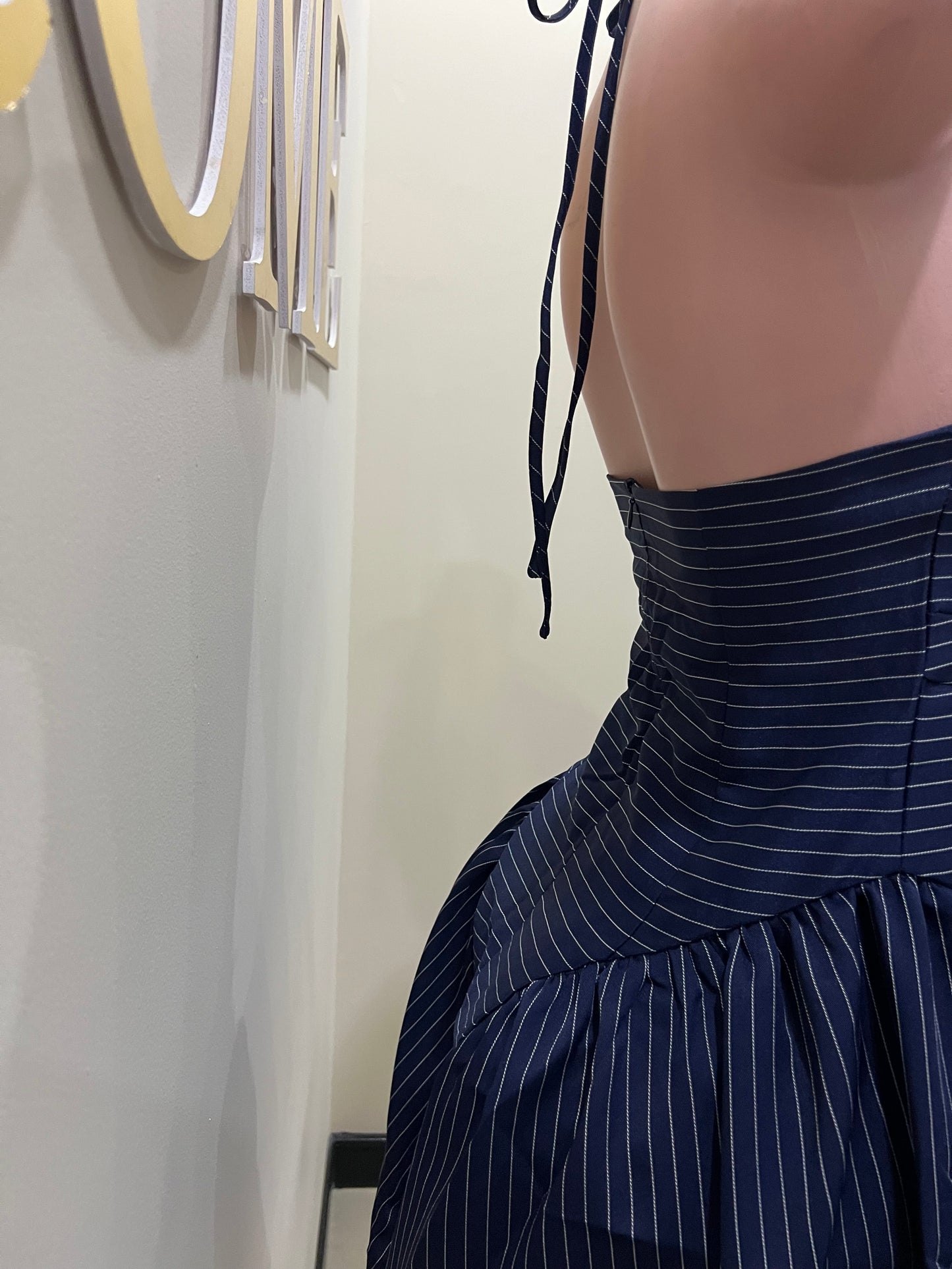 Pinstripe Diana Dress (Blue)