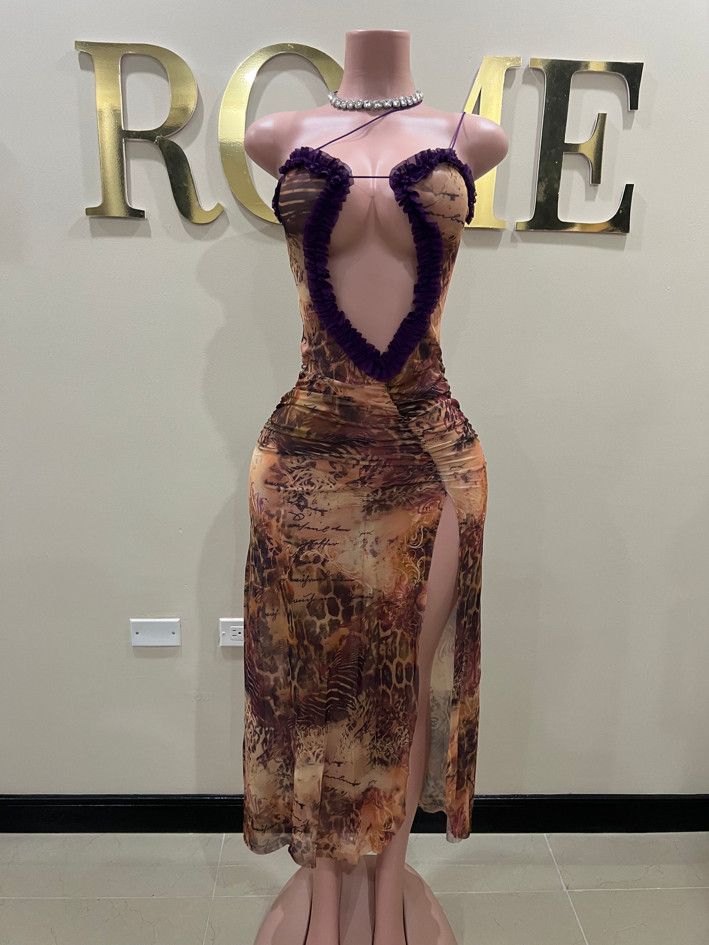 Mila Vibe Sheer Dress (Brown - Multi Colored 2)