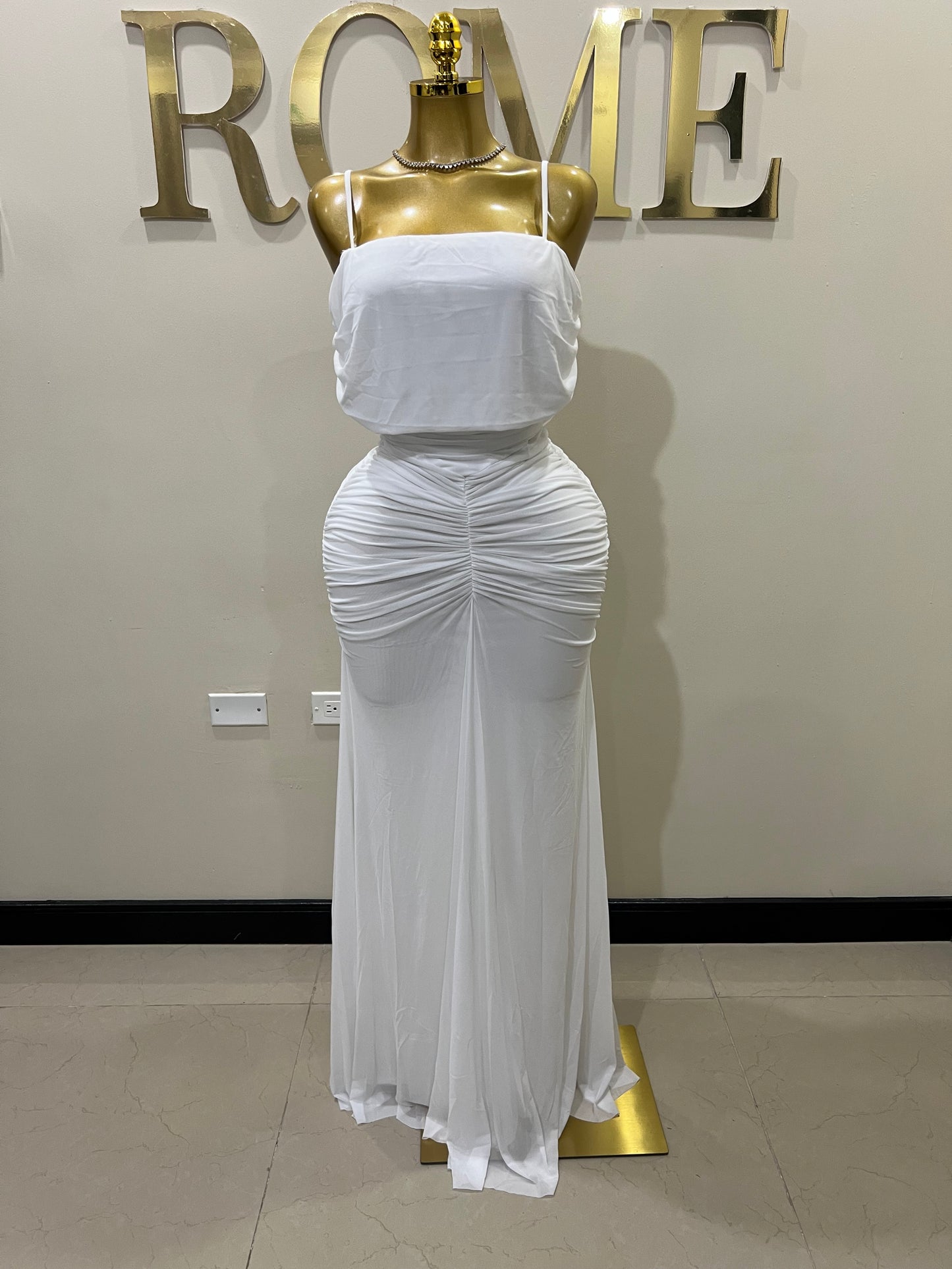 Michelle Taylor Spaghetti Strap Dress (White) (Copy)