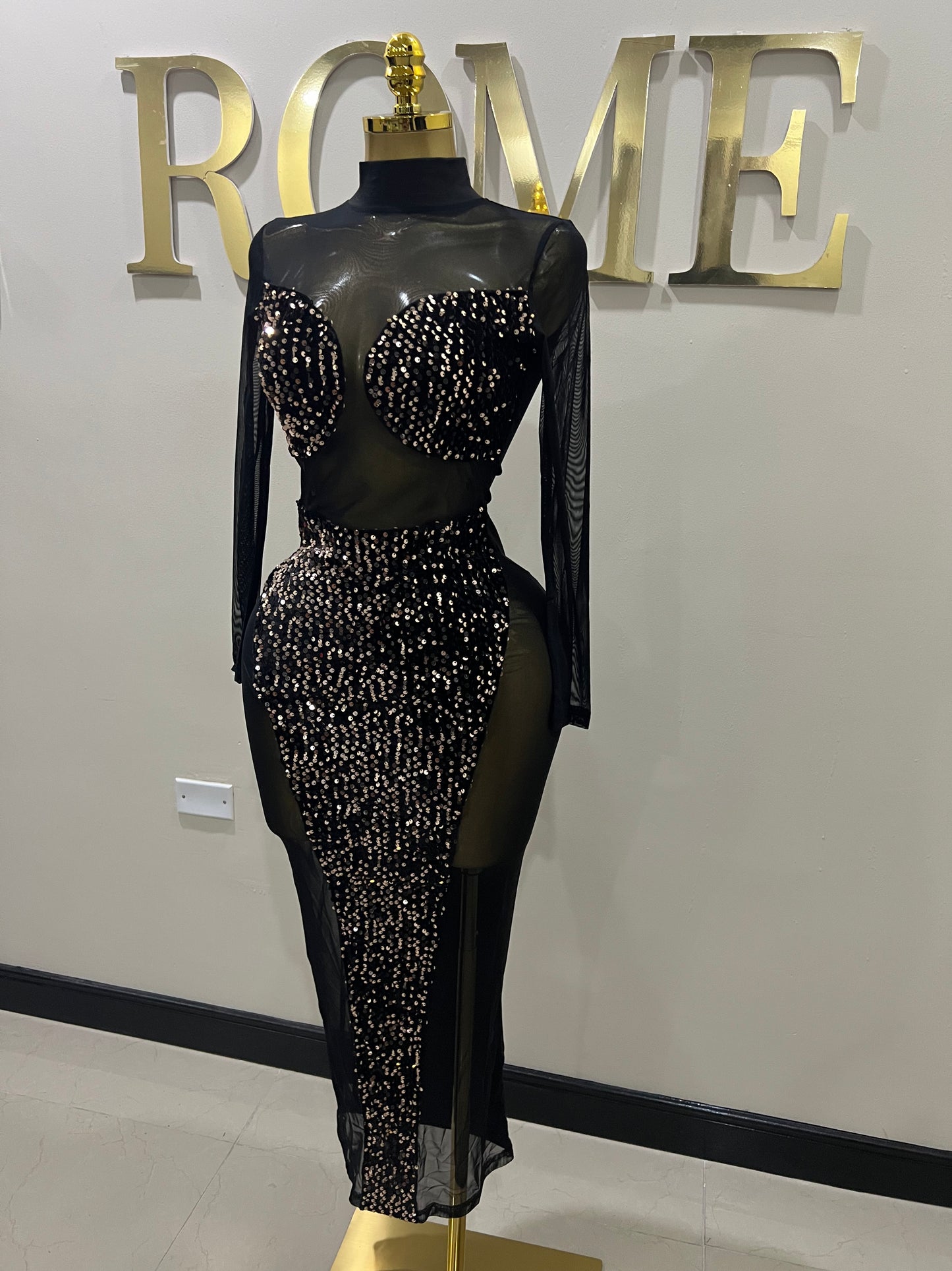 Leah Sequin Dress (Brown)