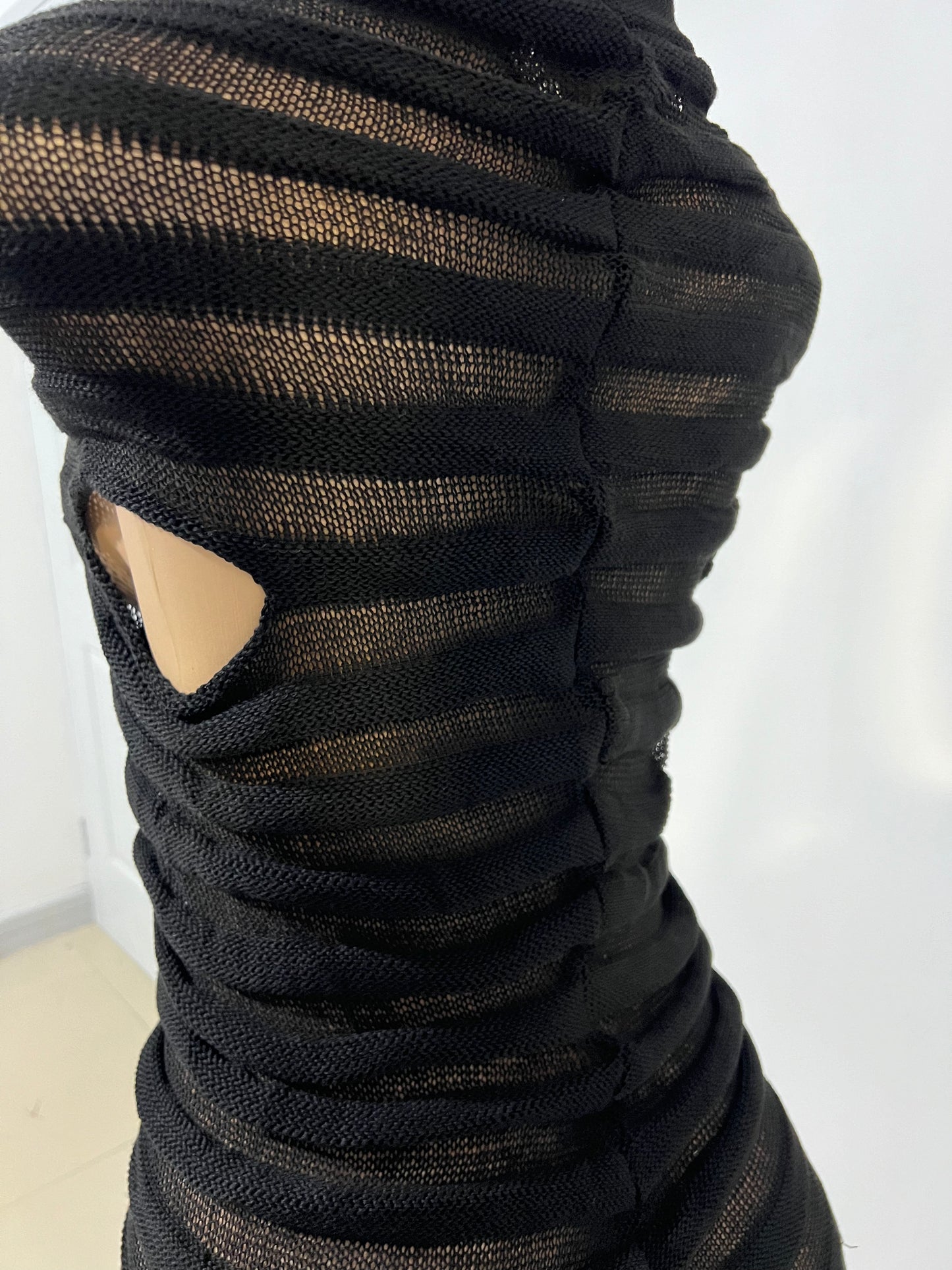 Jasmine Super Mini Crochet Dress (Black)