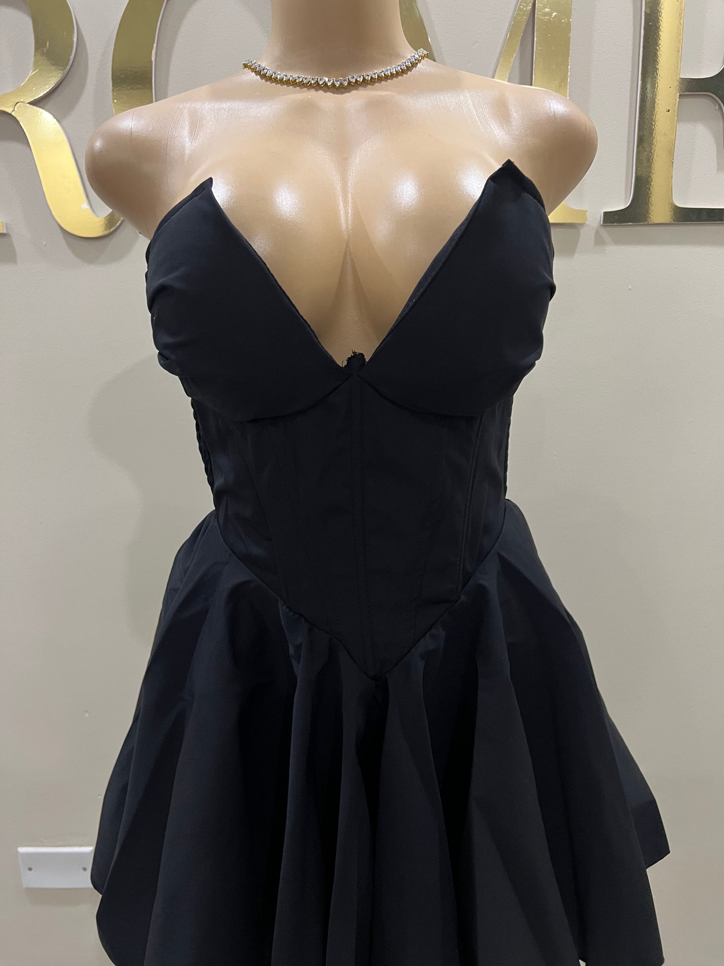 Saffina Princess Diana Dress (Black)