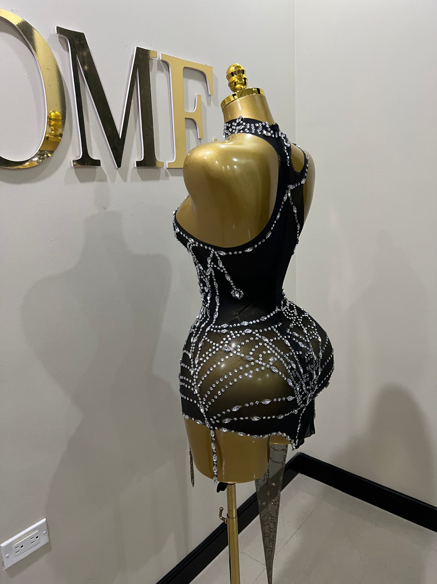 Charlotte’s Web Gemstone Mesh Dress (Black)