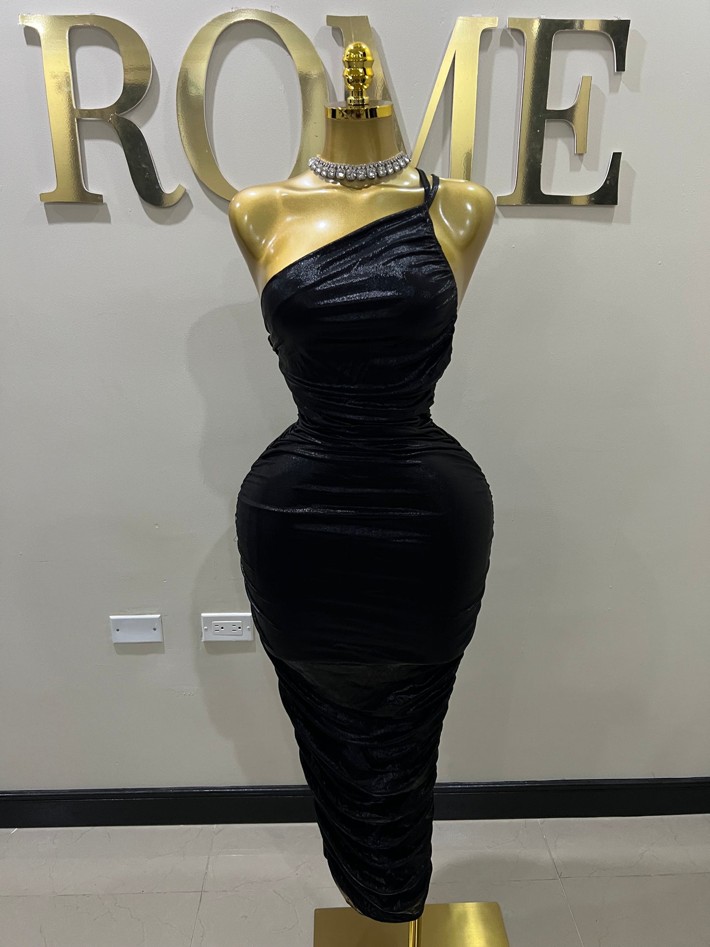 Tessa Moira Rouched Dress (Black)