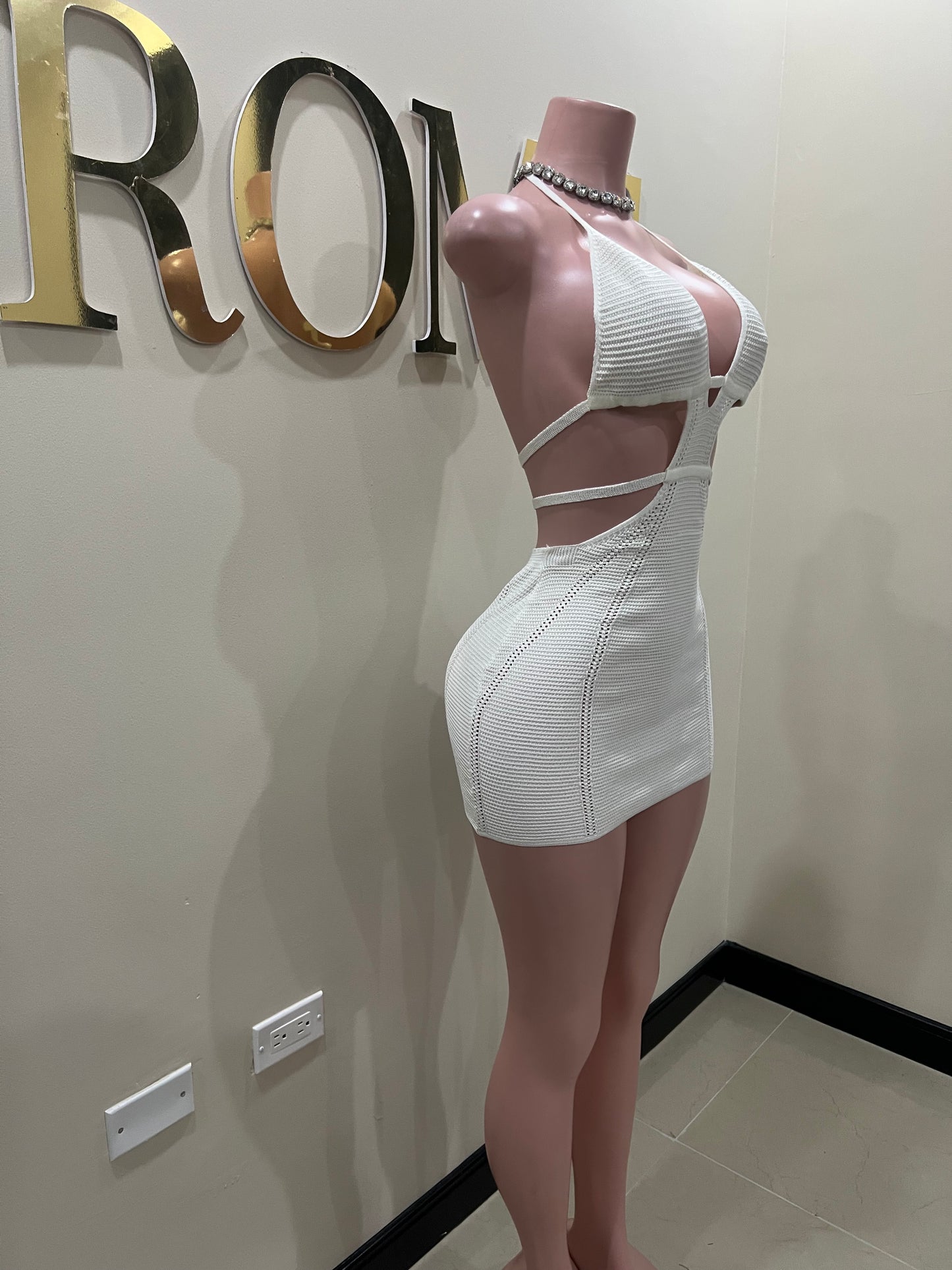 Amber Crochet Dress (Off White)