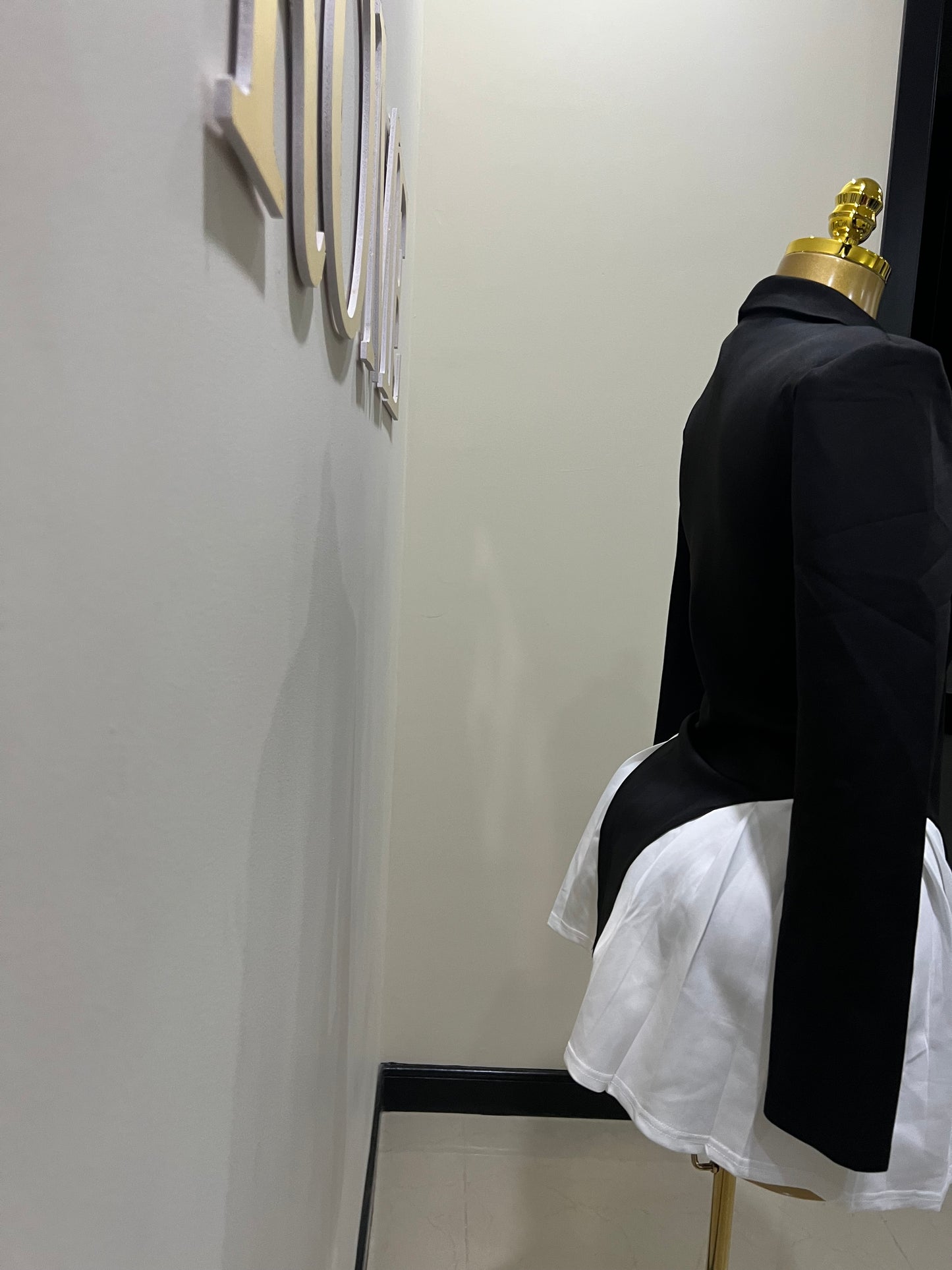 Jodie Cruella Mini Dress (Black & White)