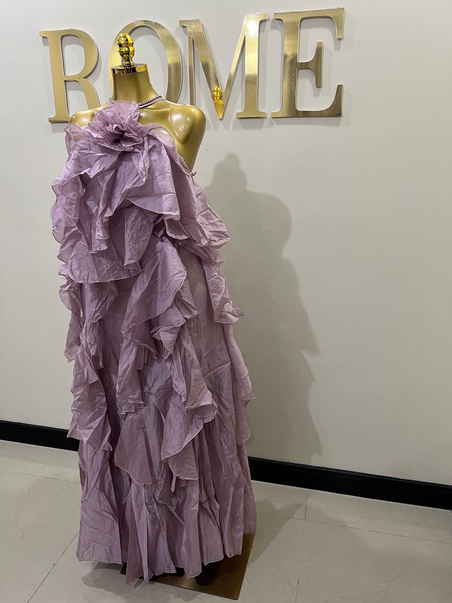 Rumi Chen Ruffle Long Dress (Mauve)