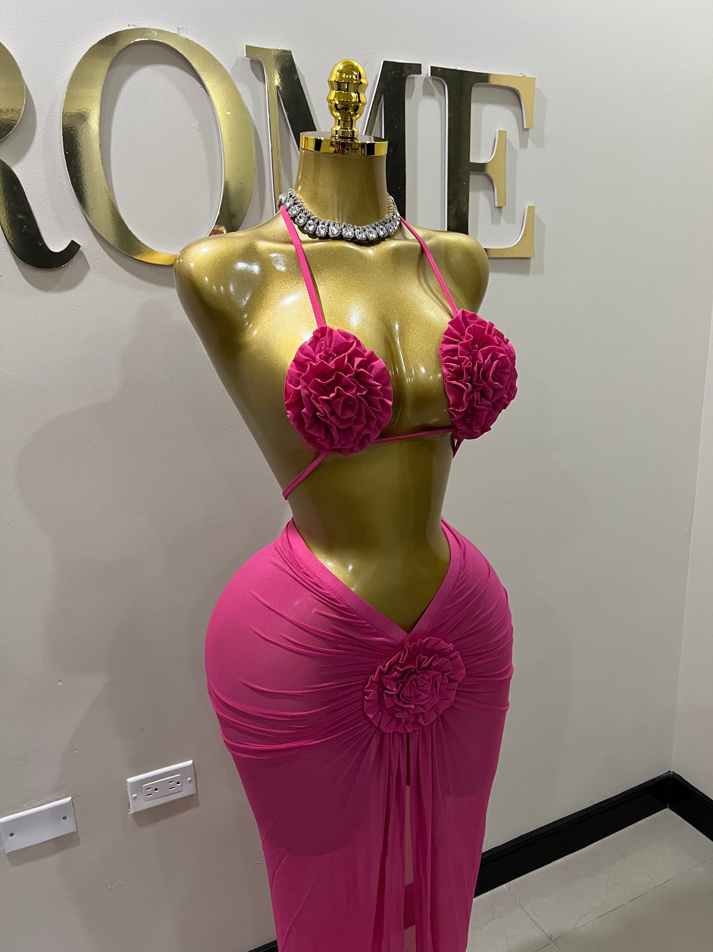 Cassie Flower 3 Pcs Mesh Skirt Set (Pink)