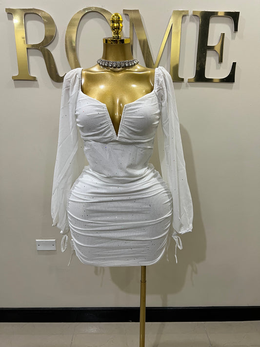 Aubrey Sprinkles Mesh Dress (White)