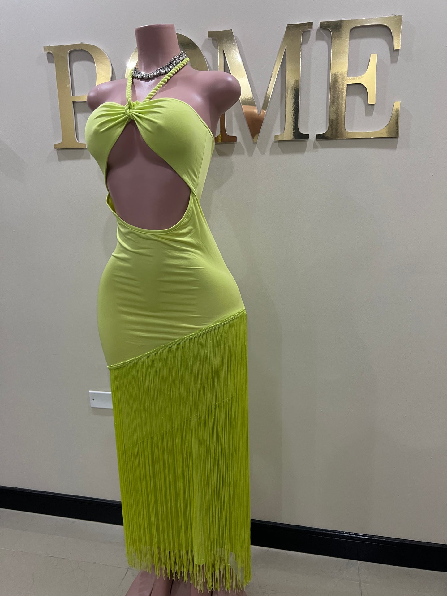 Diva Fringe Vibe Dress (Green)