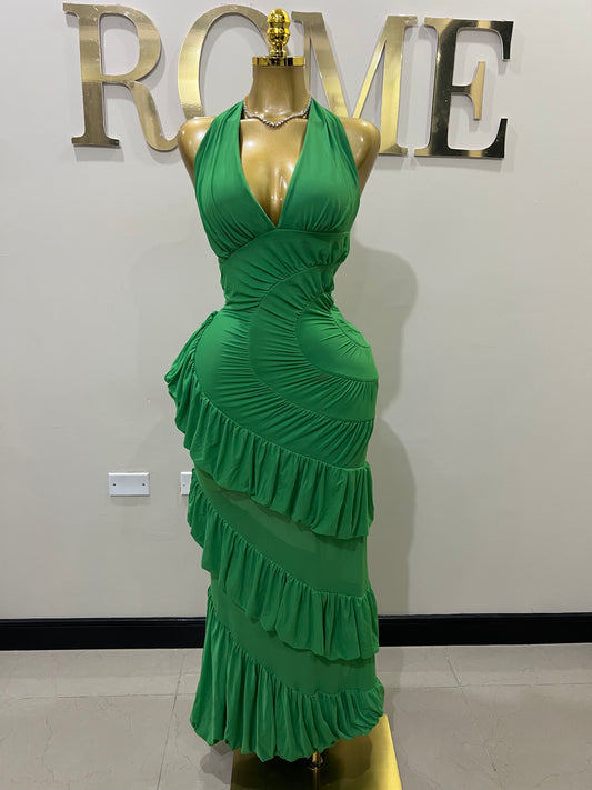 Courtili Ruffle Mesh Dress (Green)