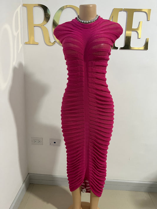 Jasmine Crochet Dress (Pink)