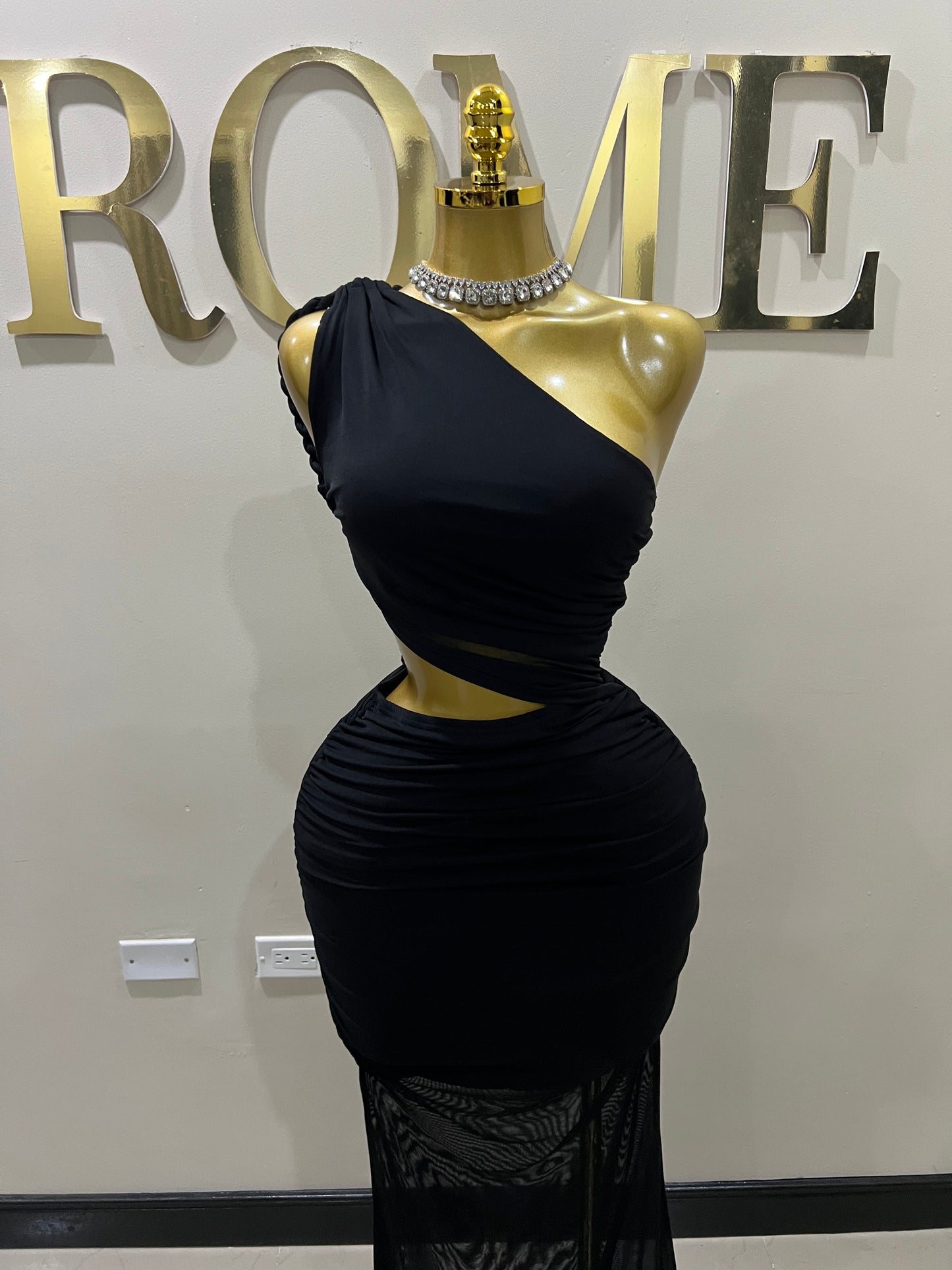 Emma Giselle Mesh Rope Dress (Black)