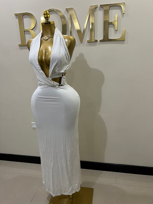Deep Angle Dress (White)
