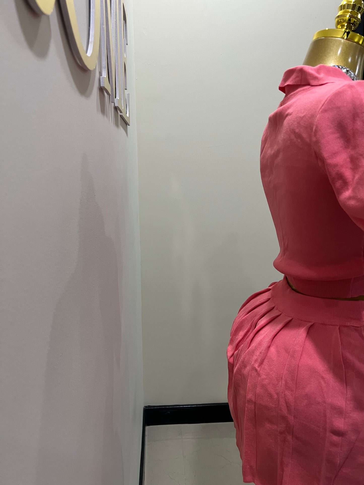 Hampton Pleated Skirt Set (Peach Pink)