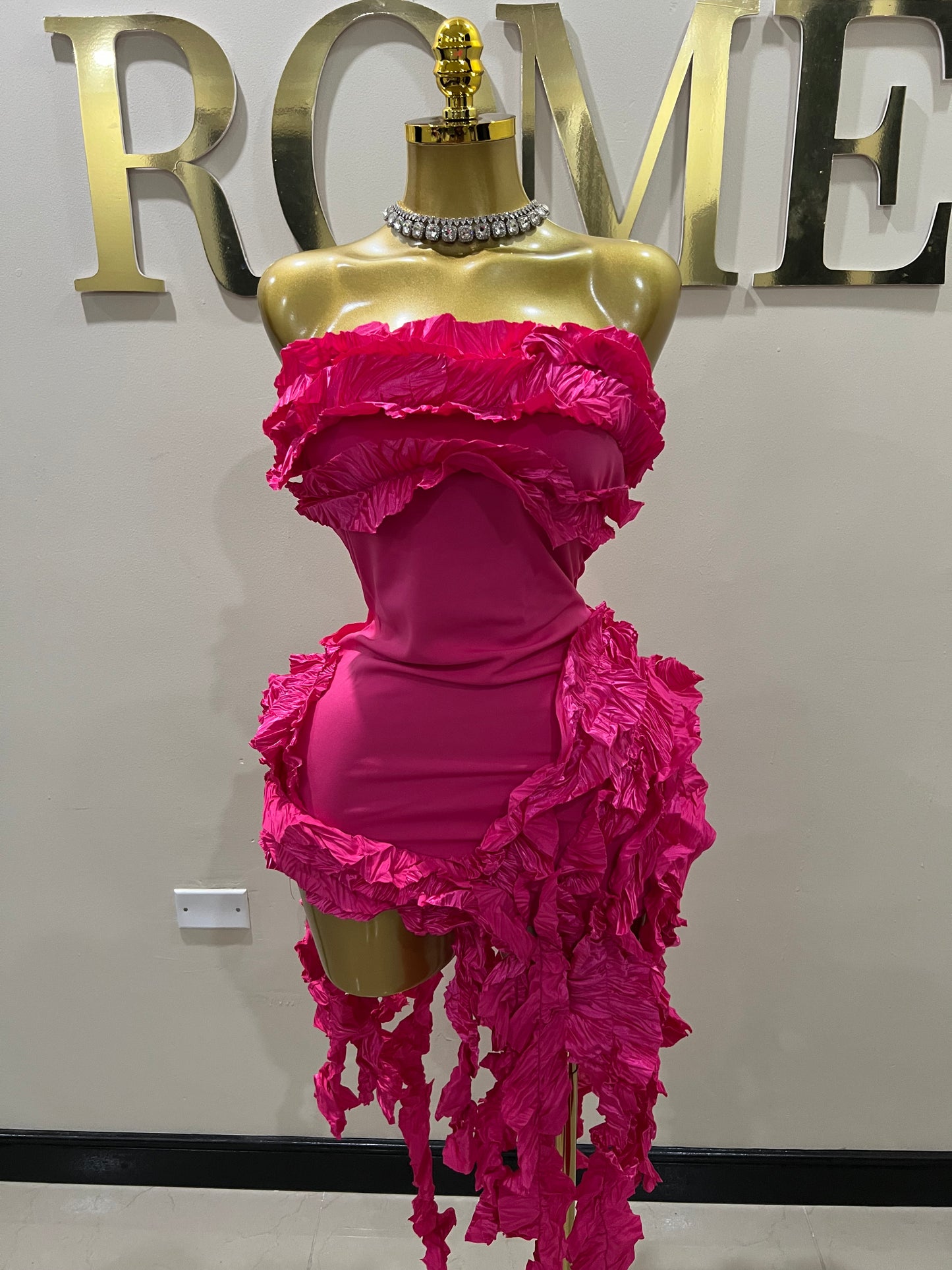 Kate Rouched Mini Dress (Pink)