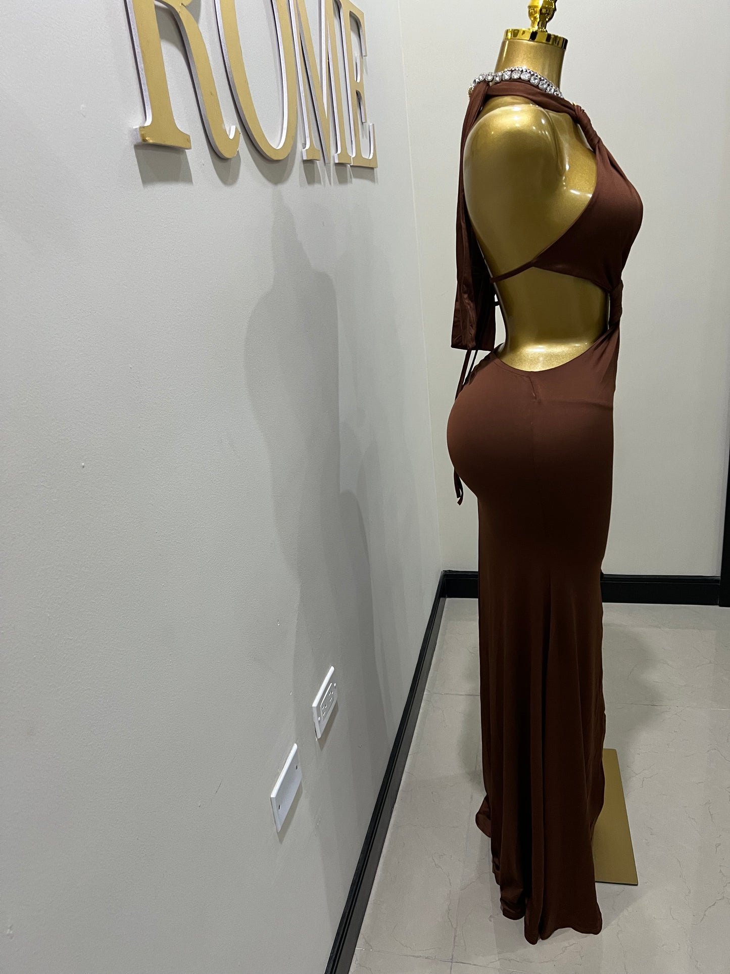 Indie Vibe Rings Dress (Brown)