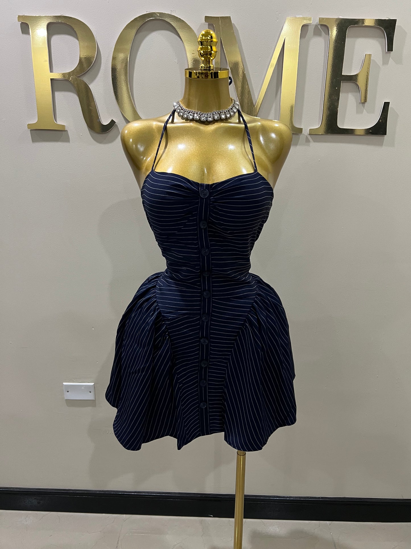 Pinstripe Diana Dress (Blue)