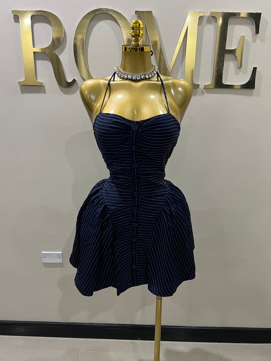 Pinstripe Diana Dress (Blue)