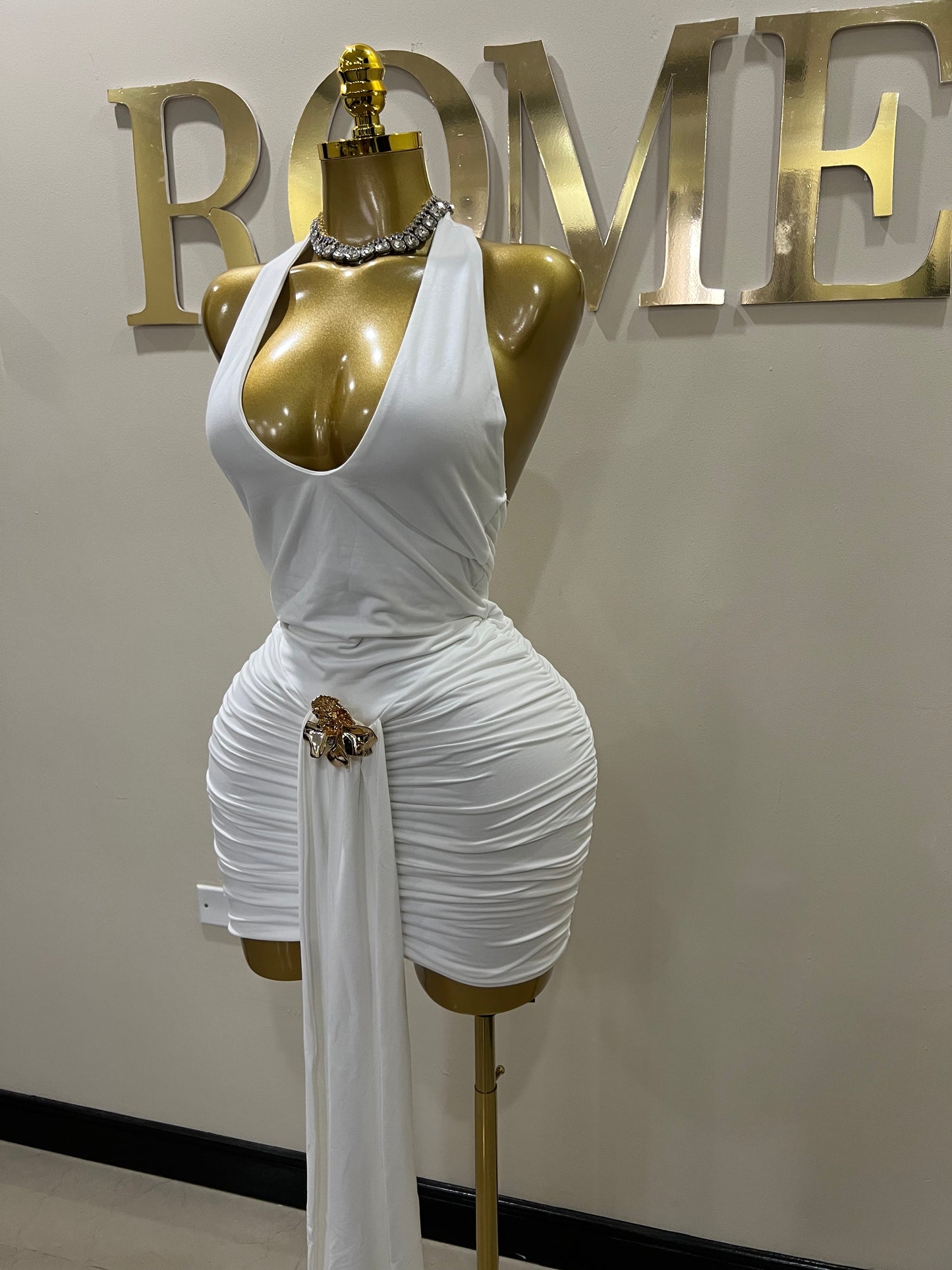 Nara Petal Short Dress (White)