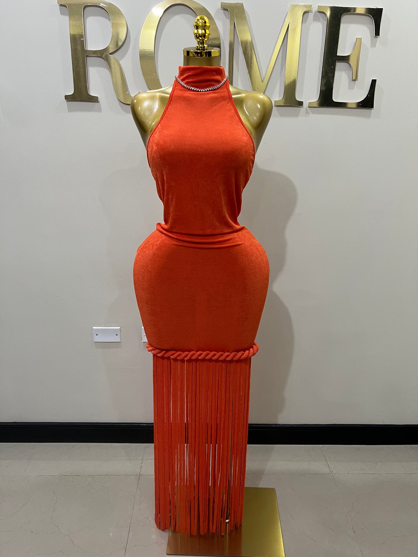 Alice Fringe Rope Dress (Orange)