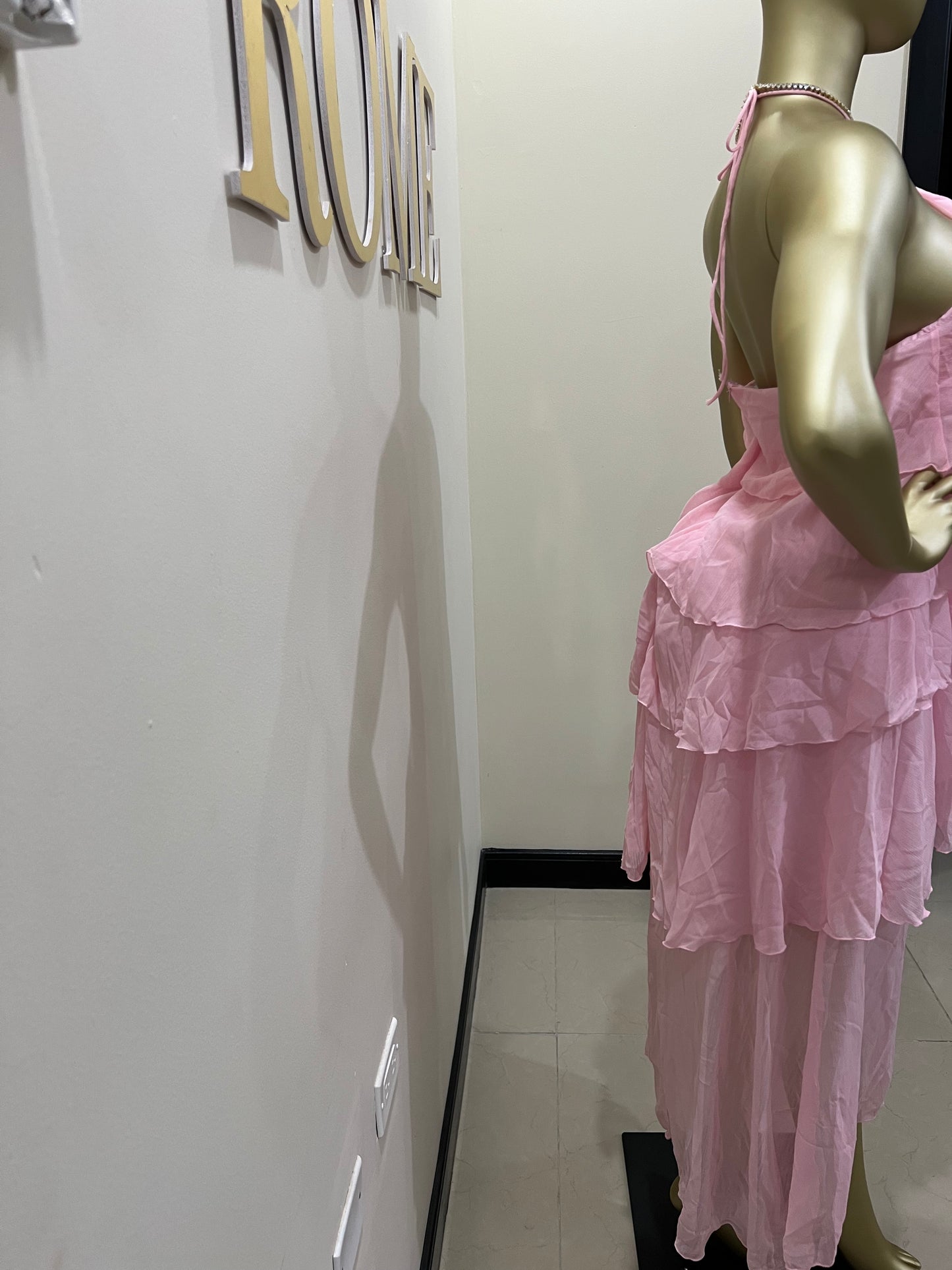 Rumi Ruffle Long Dress (Pink)