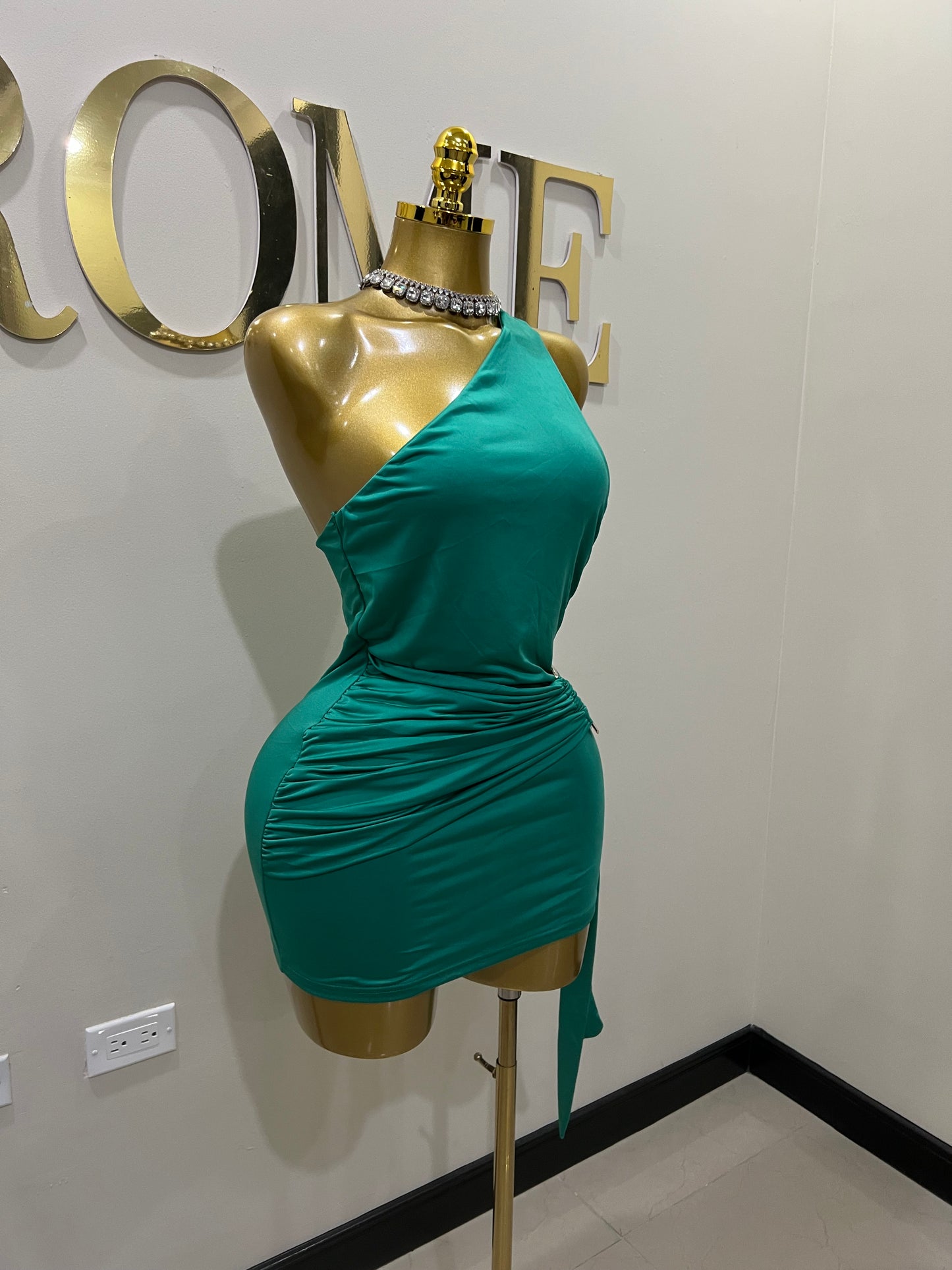 Angle Super Mini Allegra Dress (Green)