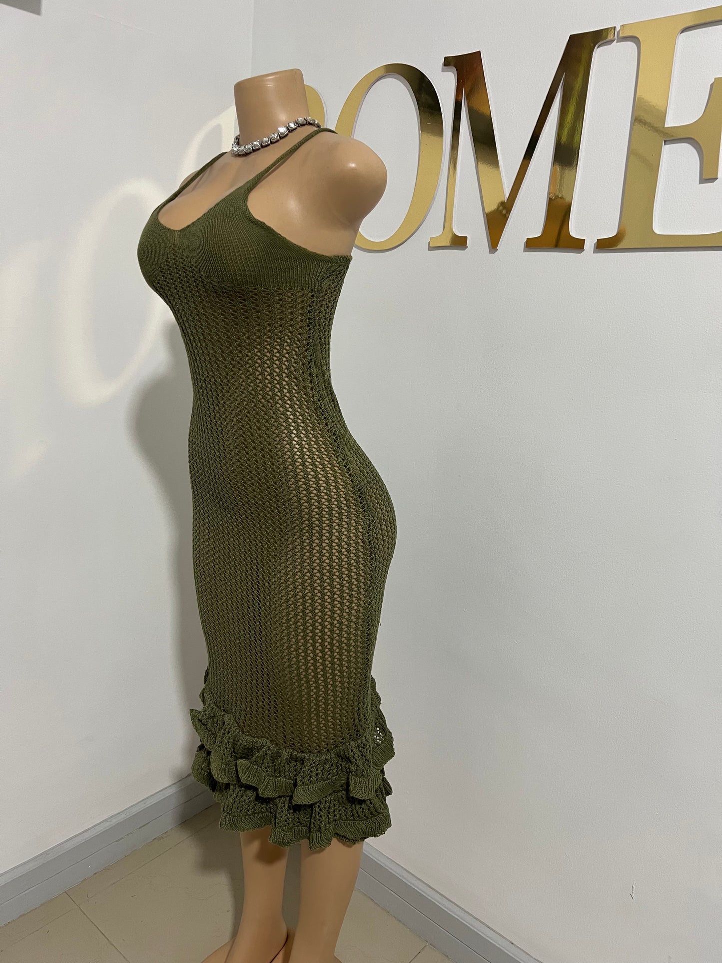 Azalea Crochet Long Dress (Green)