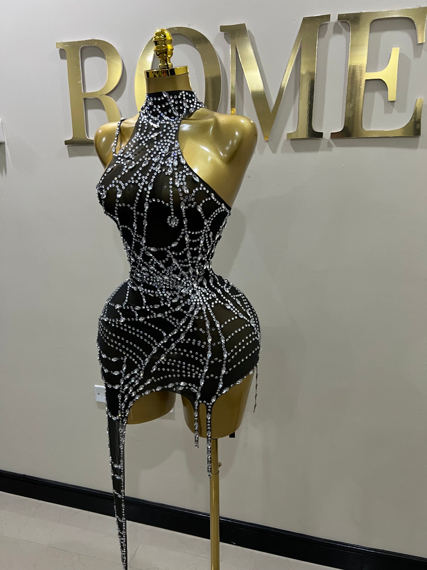 Charlotte’s Web Gemstone Mesh Dress (Black)