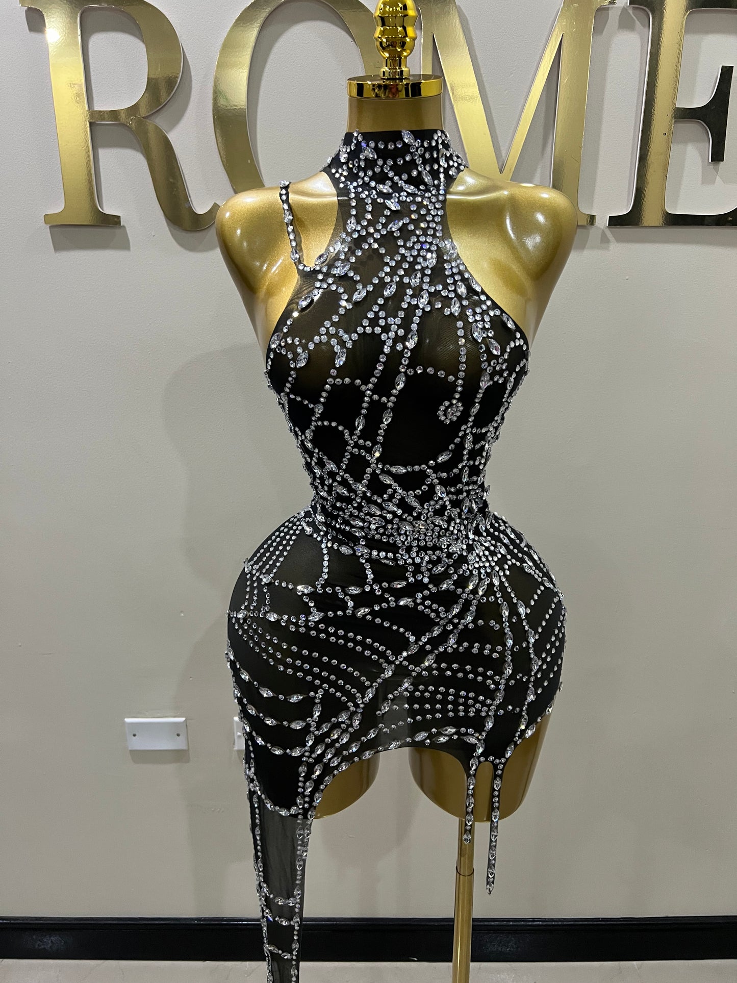 Charlotte’s Web Gemstone Mesh Dress (Black)