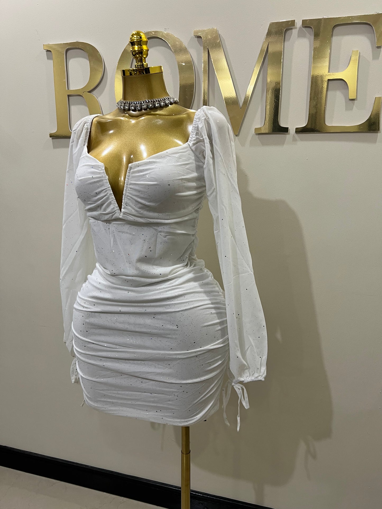 Aubrey Sprinkles Mesh Dress (White)