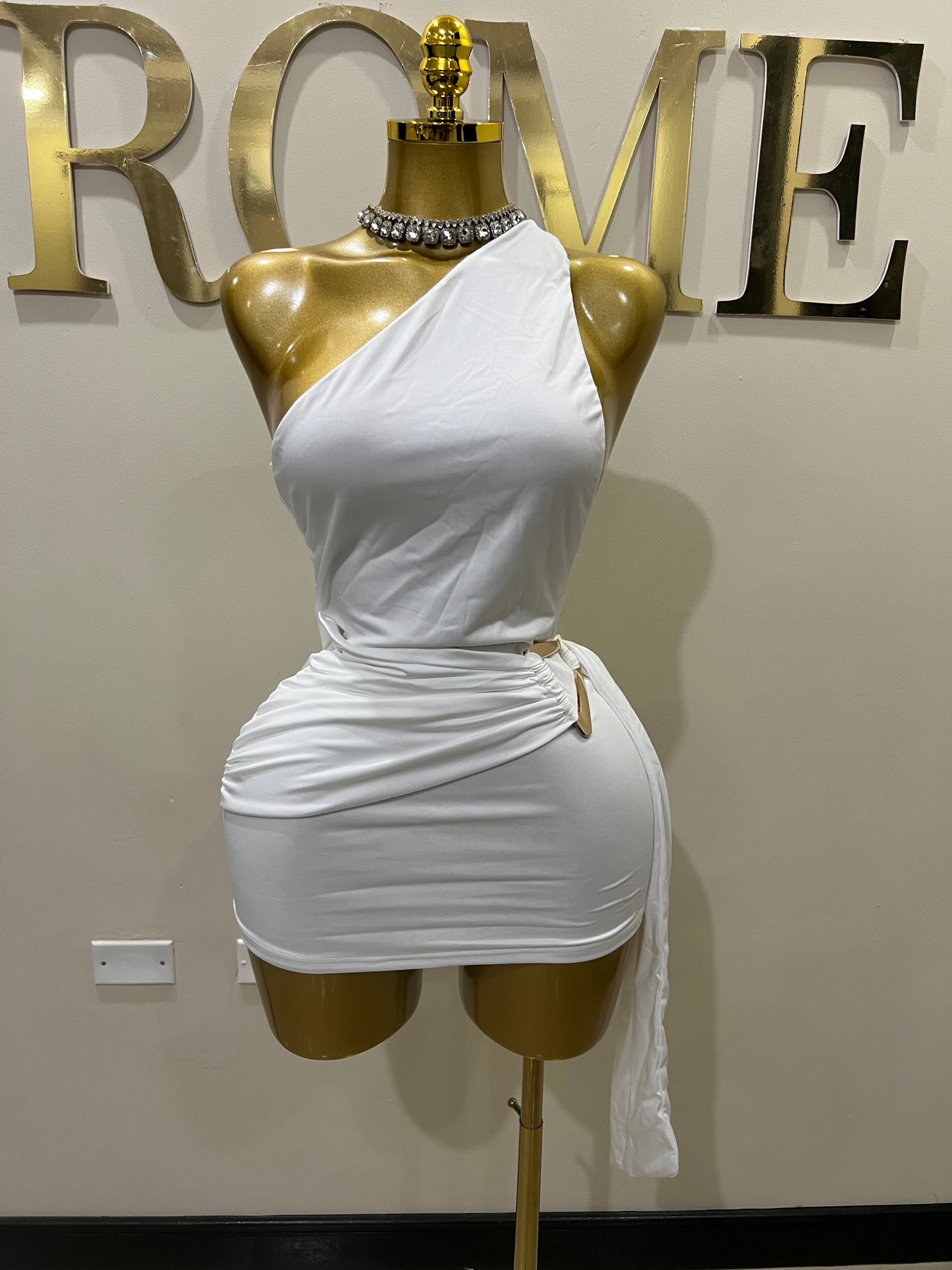Angle Super Mini Allegra Dress (White)